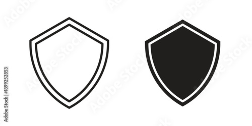 Shield icon and Symbols Collection. Simple Flat Outline Stroke
