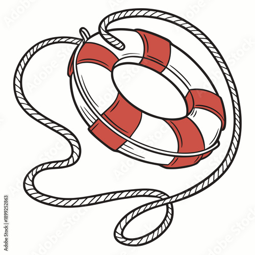 A red and white life preserver ring floating on a body of water.