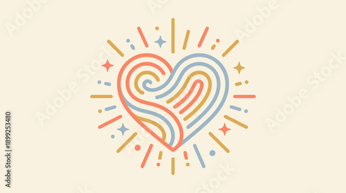 Vibrant heart symbol with colorful swirls and dynamic lines