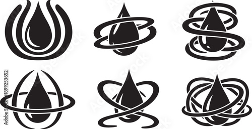 Water Droplet Logos and Icons in Black and White