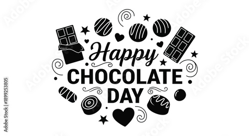 Happy chocolate day celebration with sweets and treats silhouette