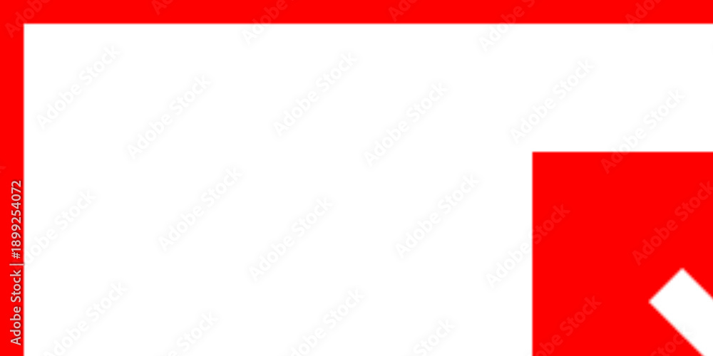 Obraz premium Red and White Arrow and Square: Bold geometric design featuring a dynamic red border with a directional white arrow set against a crisp backdrop.