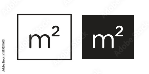 Square Meter icon and Symbols Collection. Simple Flat Outline Stroke