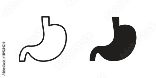 Stomach icon and Symbols Collection. Simple Flat Outline Stroke
