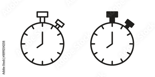 Stop watch icon and Symbols Collection. Simple Flat Outline Stroke