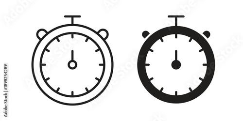 Stopwatch icon and Symbols Collection. Simple Flat Outline Stroke
