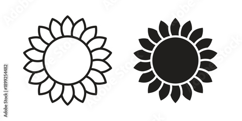 Sunflower icon and Symbols Collection. Simple Flat Outline Stroke