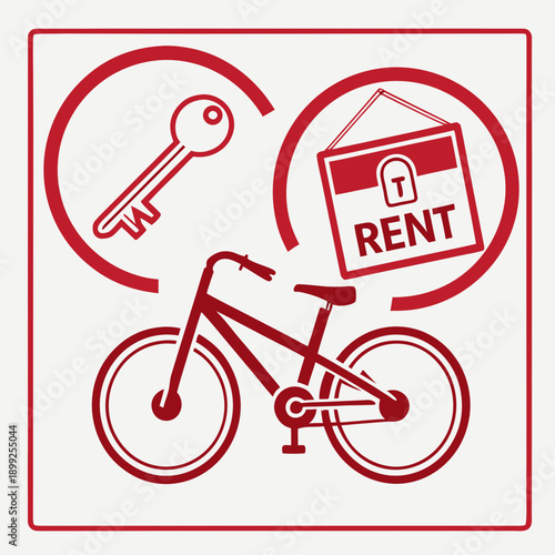 Bicycle with no rent sign and key symbol indicating it is not available for rental.