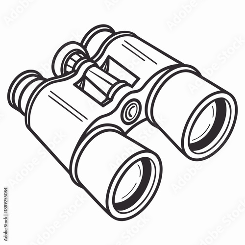 A pair of binoculars with a black and silver color scheme and a carrying strap