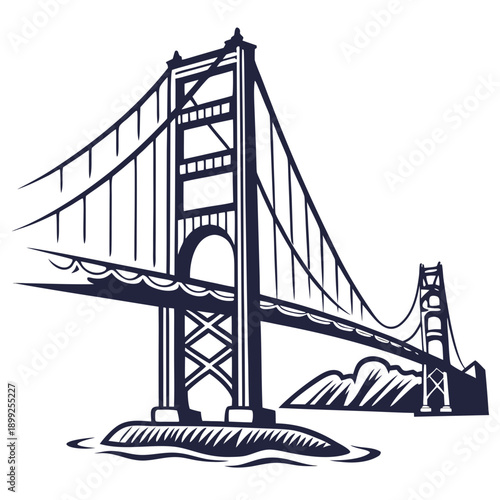 The iconic golden gate bridge spans across the san francisco bay with its distinctive orange towers