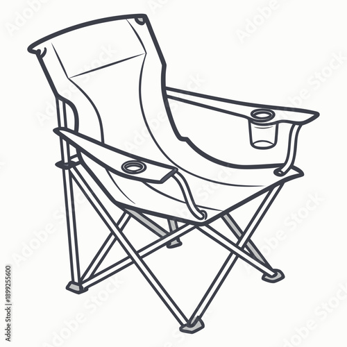 A collapsible camping chair with a cup holder, perfect for outdoor adventures.