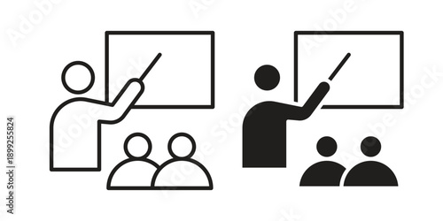 Training icon and Symbols Collection. Simple Flat Outline Stroke