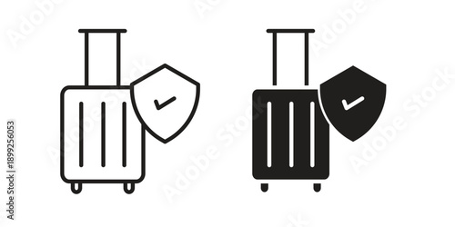 Travel insurance icon and Symbols Collection. Simple Flat Outline Stroke