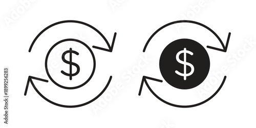 Turnover icon and Symbols Collection. Simple Flat Outline Stroke