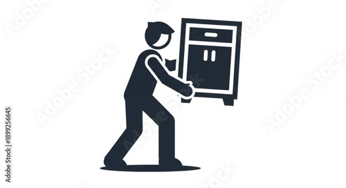 Person carrying a cabinet icon illustration.