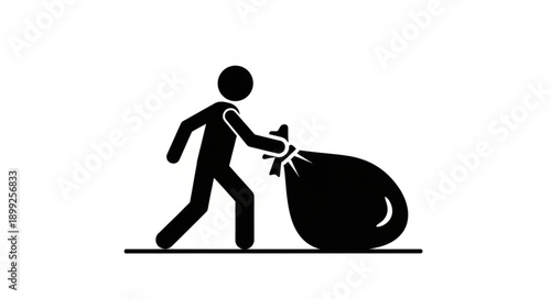 Person Carrying Trash Bag Icon.