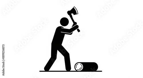 Person chopping wood with axe icon silhouette.