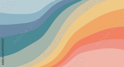 Vibrant wavy lines in shades of blue green yellow orange and pink create abstract background