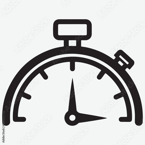Stopwatch icon showing fifteen minute interval for sports competition tracking and fitness training management performance 