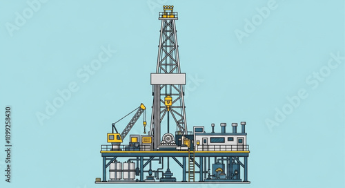 Oil Rig Drilling Platform Industrial Structure.