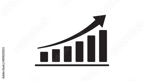 Black silhouette graphic representing upward growth and positive financial trends with an arrow indicating progress