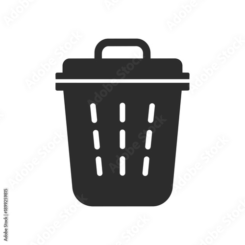 Flat Trash Can Icon and Garbage Bin Vector Illustration