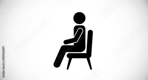 Person Sitting On Chair Icon Simple Silhouette.
