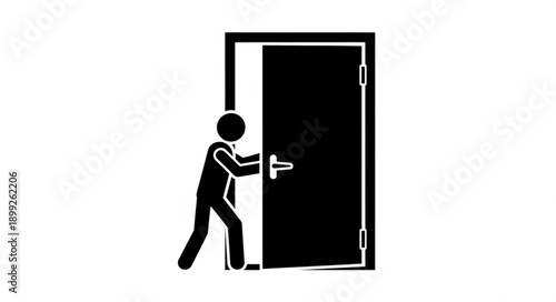 Person opening a dark door silhouette.