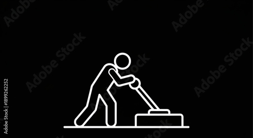 Person operating a lever in a simple line drawing.