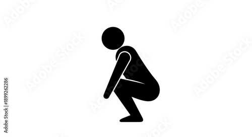 Person performing a squat exercise silhouette.