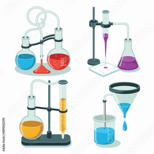 "Essential Chemistry Lab Techniques – Educational Vector Set"