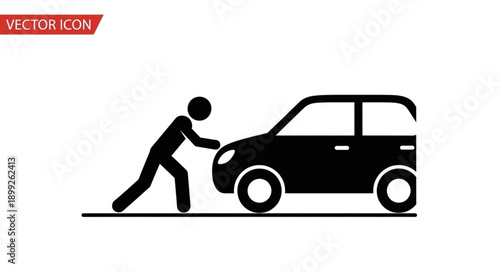 Person pushing a car icon silhouette.