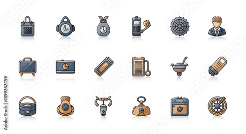 Steampunk Icons Collection Vintage Objects and Gadgets.