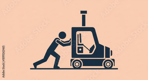 Person pushing a forklift icon representing logistics and work.