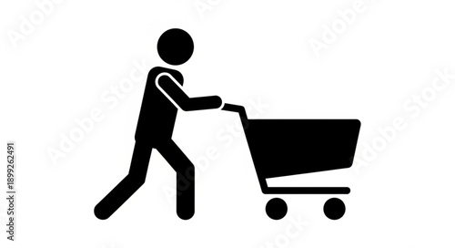 Person pushing a shopping cart icon.