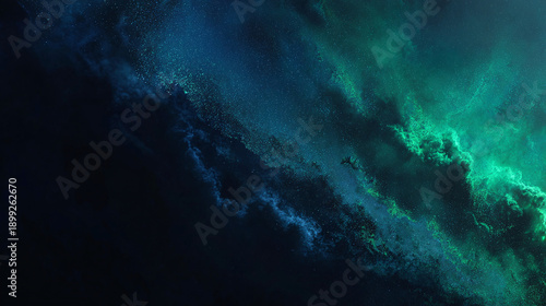 Wallpaper Mural An ethereal display of swirling blue and green clouds, creating a mesmerizing visual spectacle Torontodigital.ca