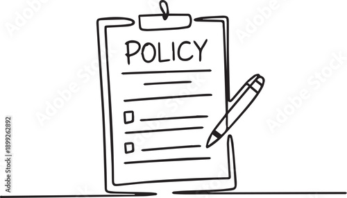 A clipboard holding a policy document with a pen placed on top ready for signing or editing official guidelines