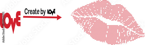 Female lips created by the word  ''love''. Kiss, love, romance symbol and sign - vector isolated illustration.