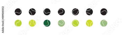 tennis ball icon set. Green and black tennis ball icon page symbol for your web site design tennis ball icon logo, app, UI. Vector illustration