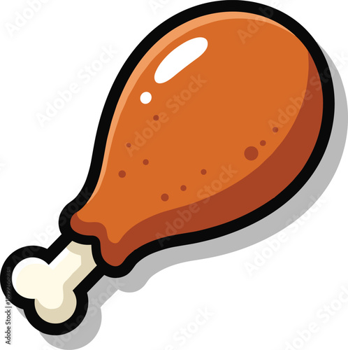 A cartoon illustration of a roasted turkey leg with a bone, viewed from the side on a plain background.