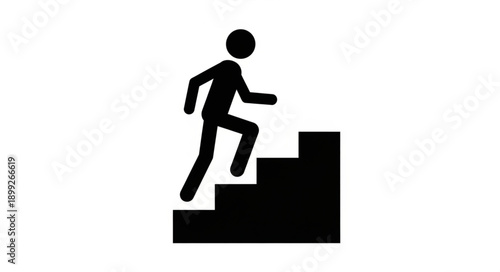 Silhouette of a person climbing stairs upwards.