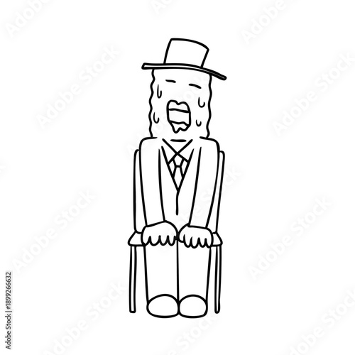 Nervous person illustration, anxiety and tension concept, simple character style