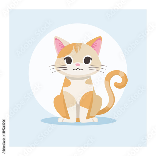 Whiskered Wonder: A charming illustration of a playful cat with vibrant colors and expressive eyes, sitting in an environment. A delightful scene sure to bring joy and warmth.