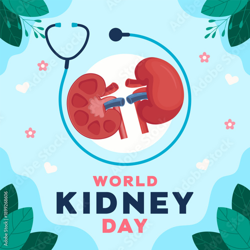 world kidney day illustration in flat design style