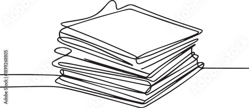 A stack of papers neatly arranged on a flat surface, viewed from the side with a simple outline style