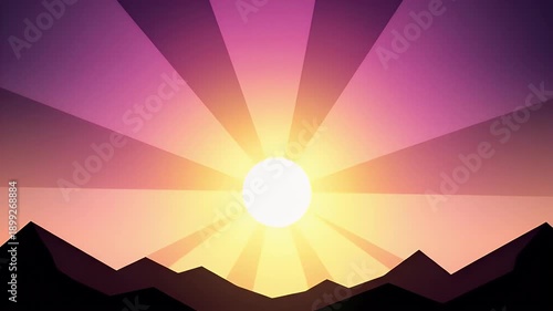 Wallpaper Mural Minimalist mountain silhouette landscape at sunrise or sunset Torontodigital.ca