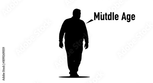 Silhouette of a person representing middle age.