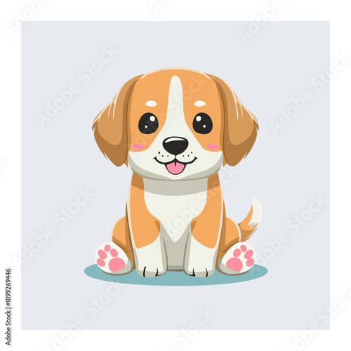 Adorable Puppy Illustration: A cute and cuddly puppy, with big, expressive eyes and a playful expression, sits attentively, ready for a fun-filled day. 