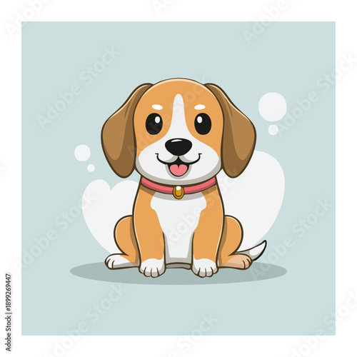 Cute Puppy Illustration: A cheerful puppy sits, radiating joy and friendliness, its playful spirit and endearing look ready to capture your heart. 