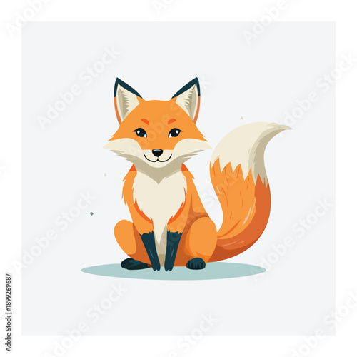 Fox Illustration: This illustration depicts a cute fox, with vibrant orange fur, bushy tail and innocent eyes. The charming animal is shown in a sitting position.